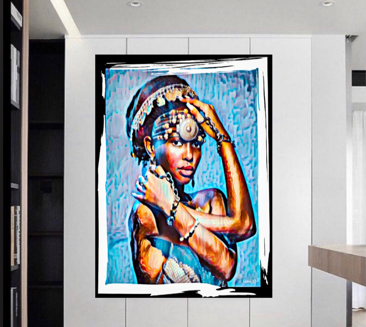 African women in traditional headdress canvas print wall hanging ready to display Size 50x60 cm