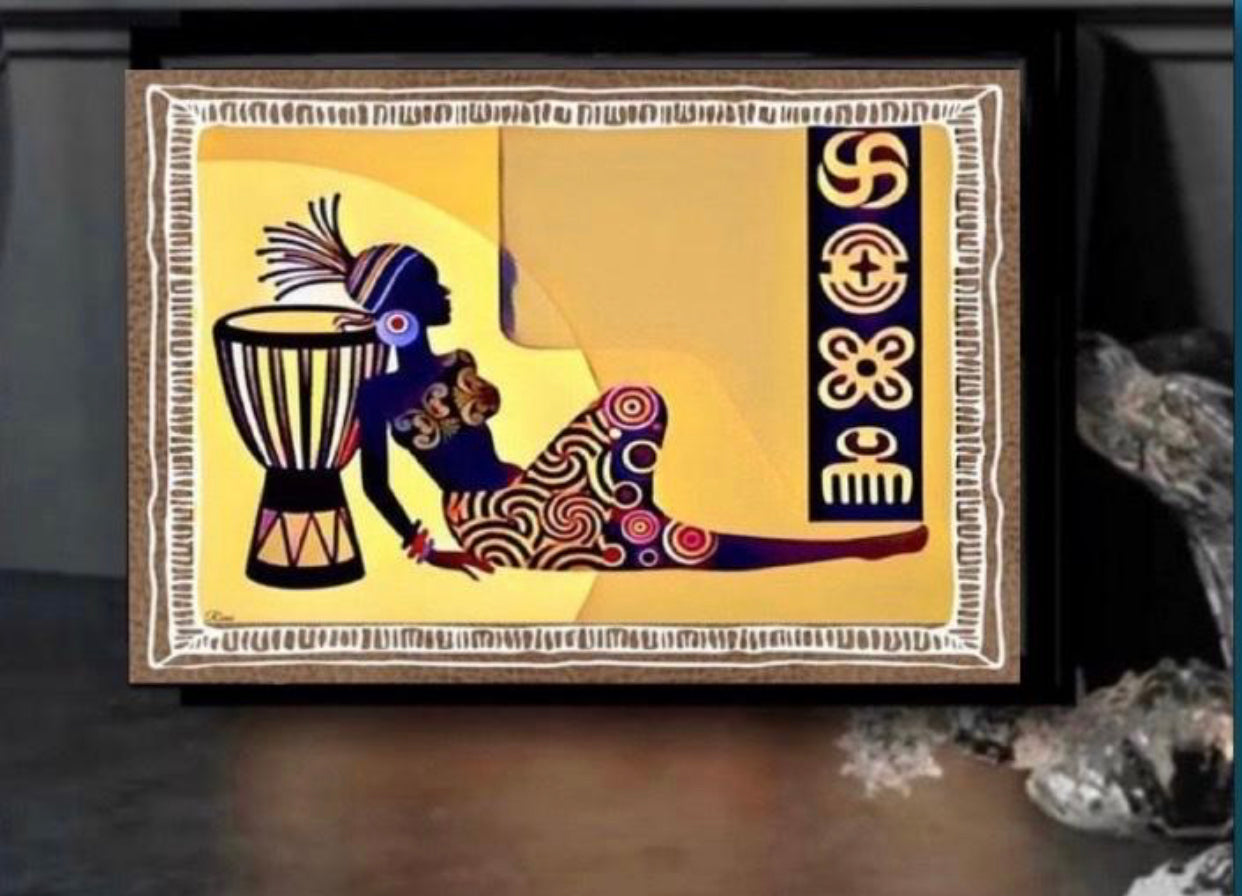 African Art Canvas Wall hanging for display ready to display Size 50x80 cm