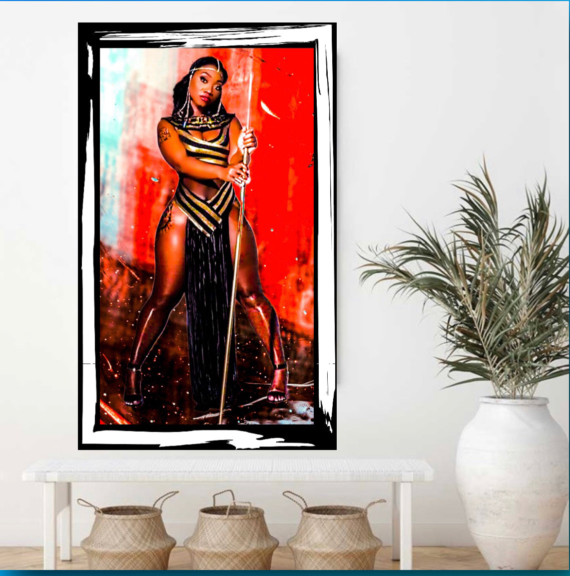 African Warrior Queen Canvas Print Wall Hanging Ready To Display Size 50x70cm