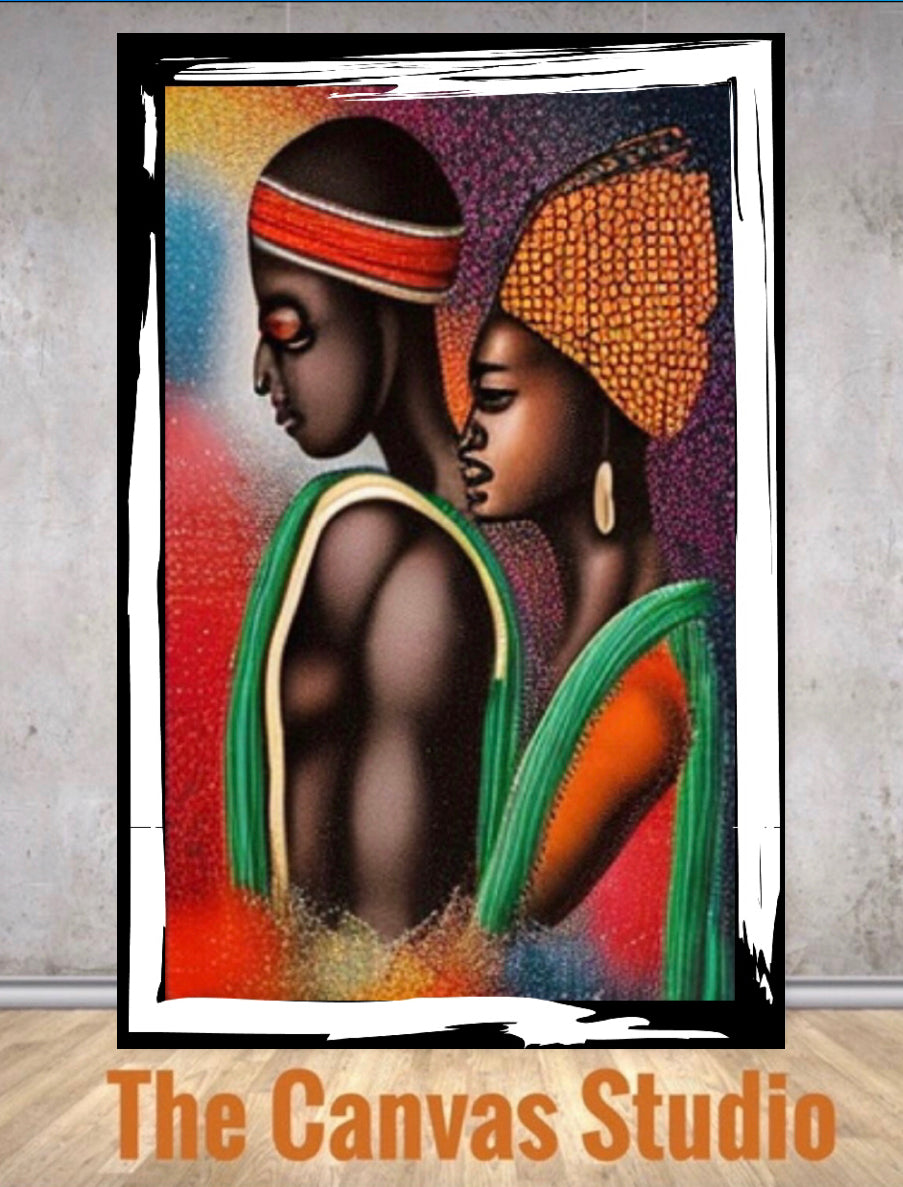 Afro Art Canvas Print Wall Hanging Ready to display original design by Remi Okuleye