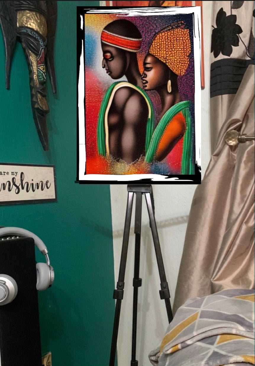 Afro Art Canvas Print Wall Hanging Ready to display original design by Remi Okuleye