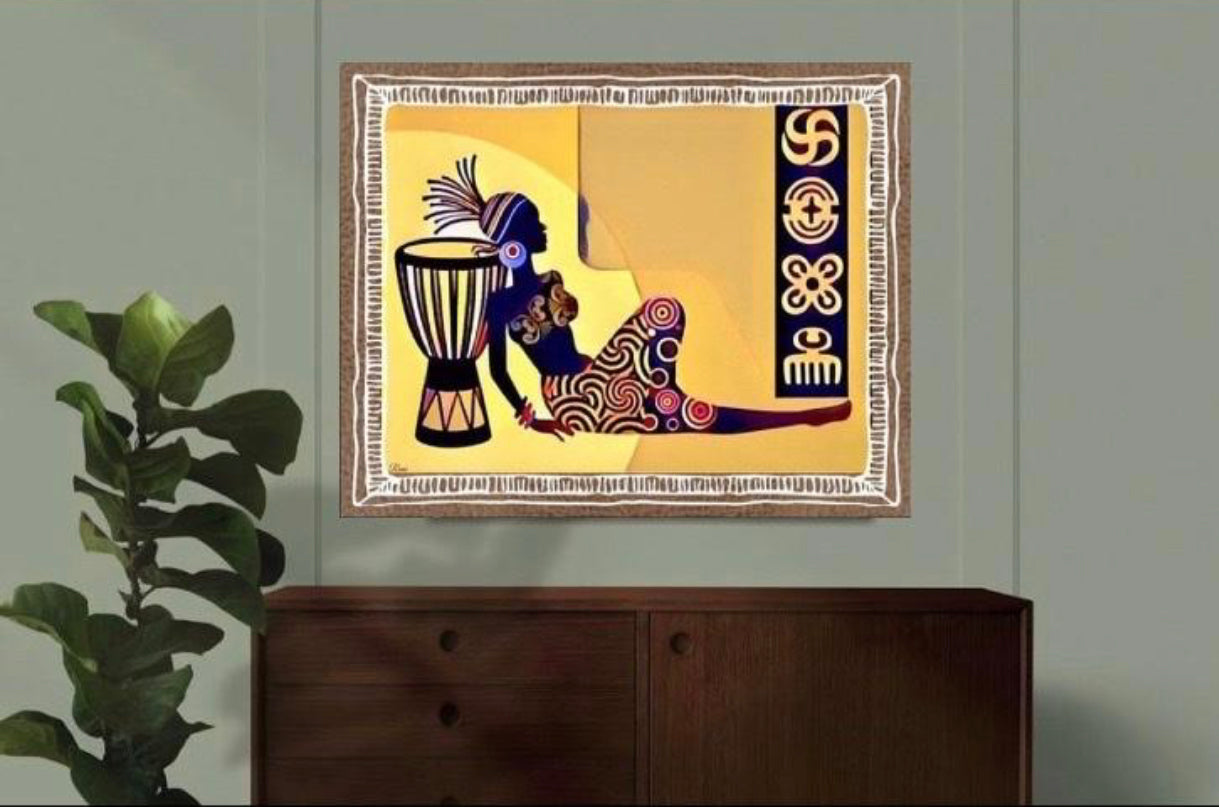 African Art Canvas Wall hanging for display ready to display Size 50x80 cm