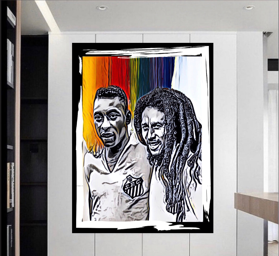 Pele&Bob Marley canvas print wall hanging :Size 50x60cm ~ Remi