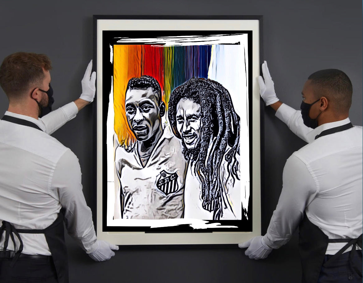 Pele&Bob Marley canvas print wall hanging :Size 50x60cm ~ Remi