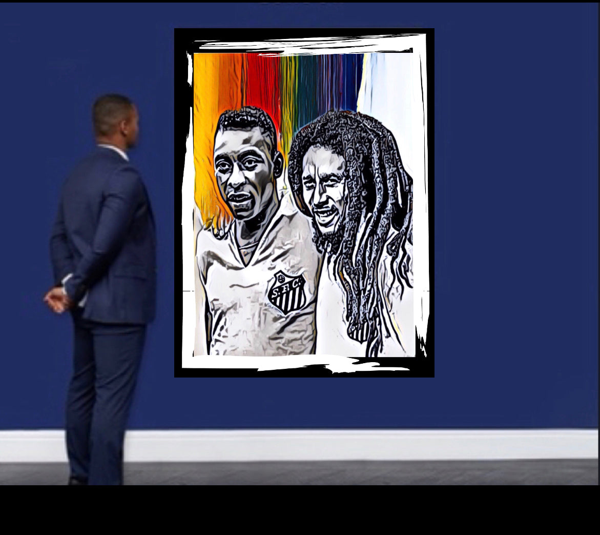 Pele&Bob Marley canvas print wall hanging :Size 50x60cm ~ Remi