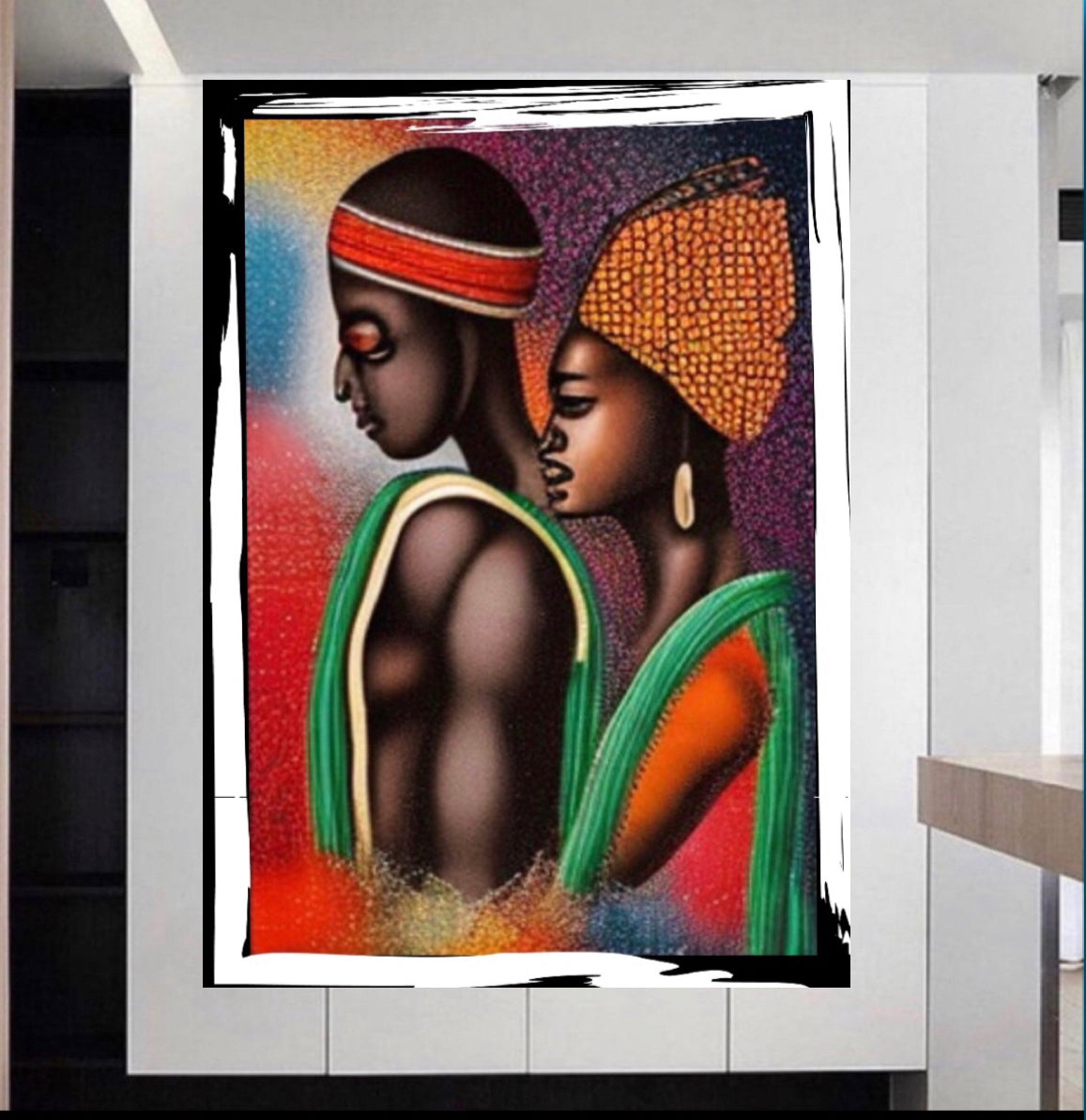 Afro Art Canvas Print Wall Hanging Ready to display original design by Remi Okuleye