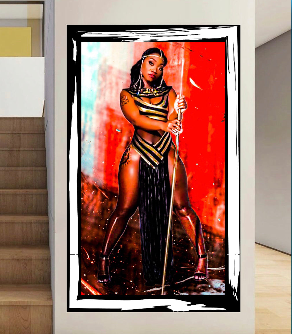 African Warrior Queen Canvas Print Wall Hanging Ready To Display Size 50x70cm