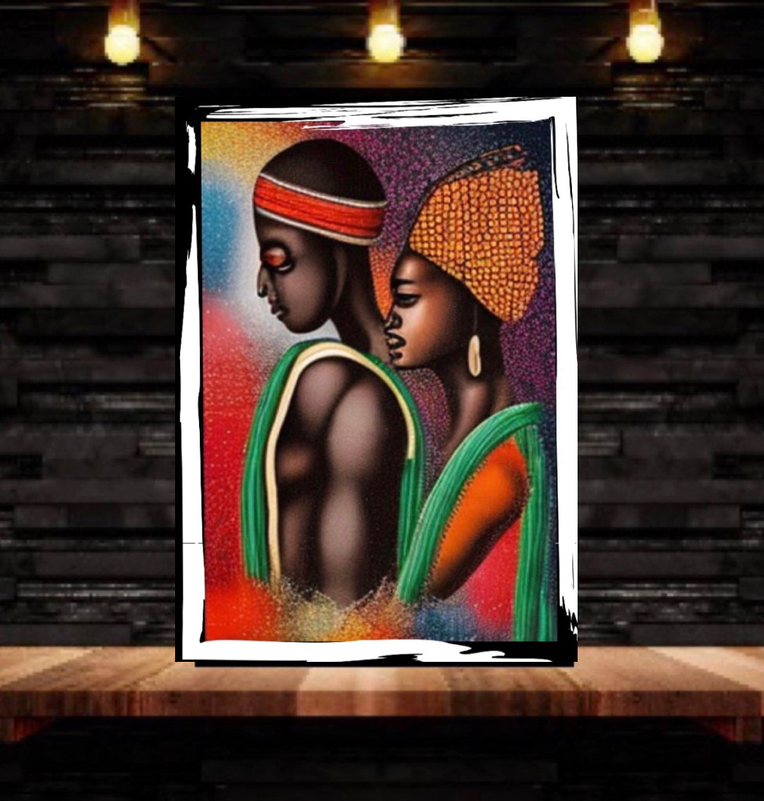 Afro Art Canvas Print Wall Hanging Ready to display original design by Remi Okuleye