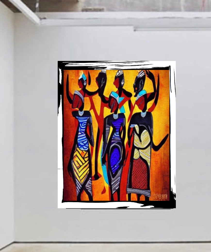 African Art Canvas Print Wall Hanging Size 60x80cm