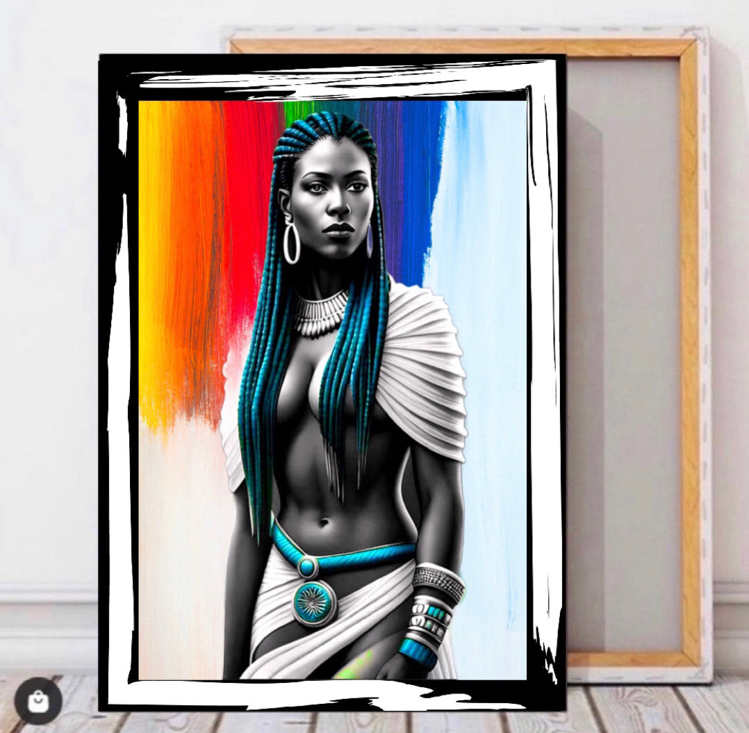 Modern African traditional portrait Canvas Print Wall hanging comes ready to display Size 50x60 cm ~Remi