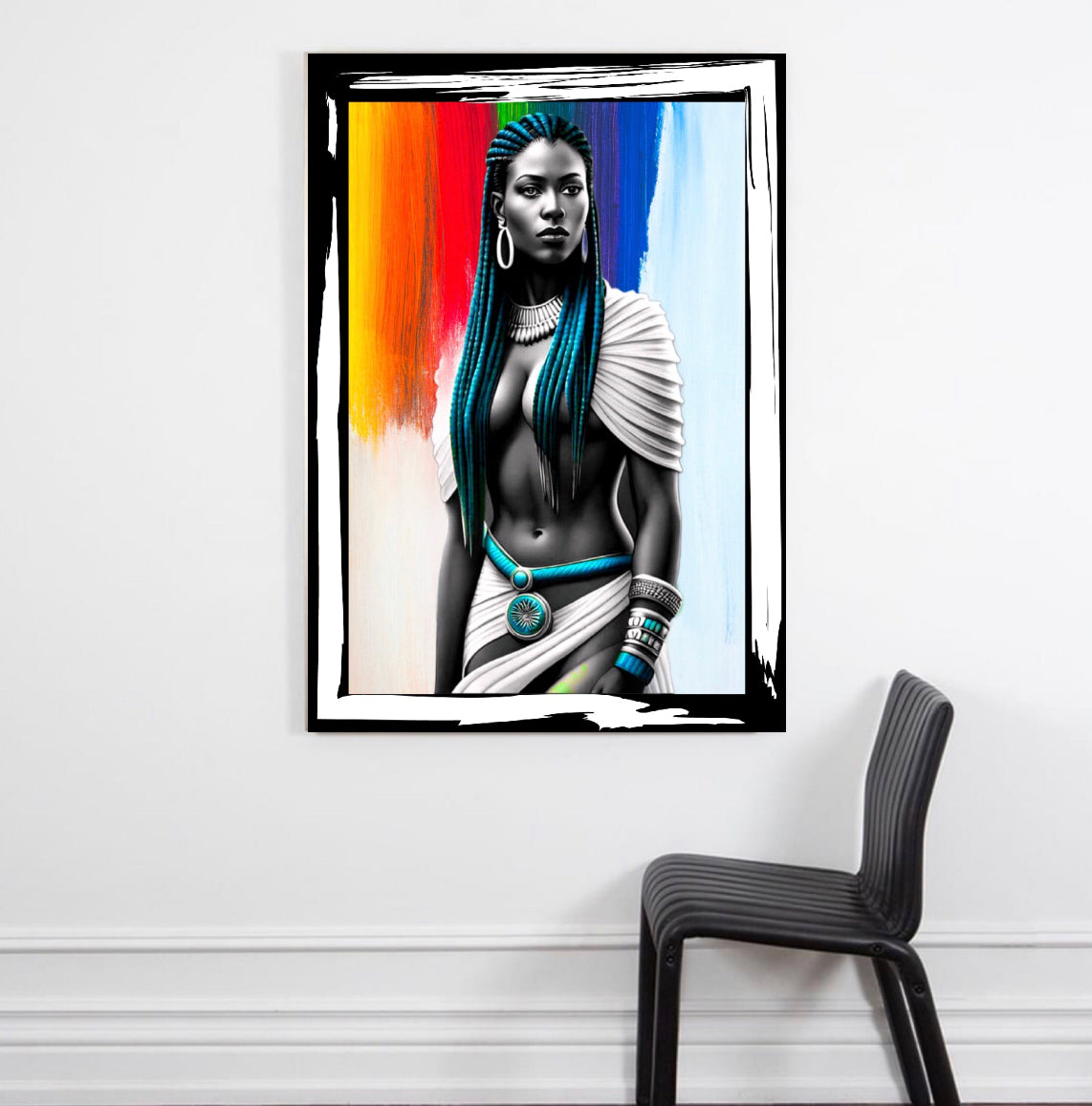 Modern African traditional portrait Canvas Print Wall hanging comes ready to display Size 50x60 cm ~Remi