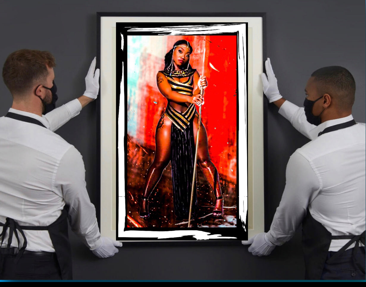 African Warrior Queen Canvas Print Wall Hanging Ready To Display Size 50x70cm