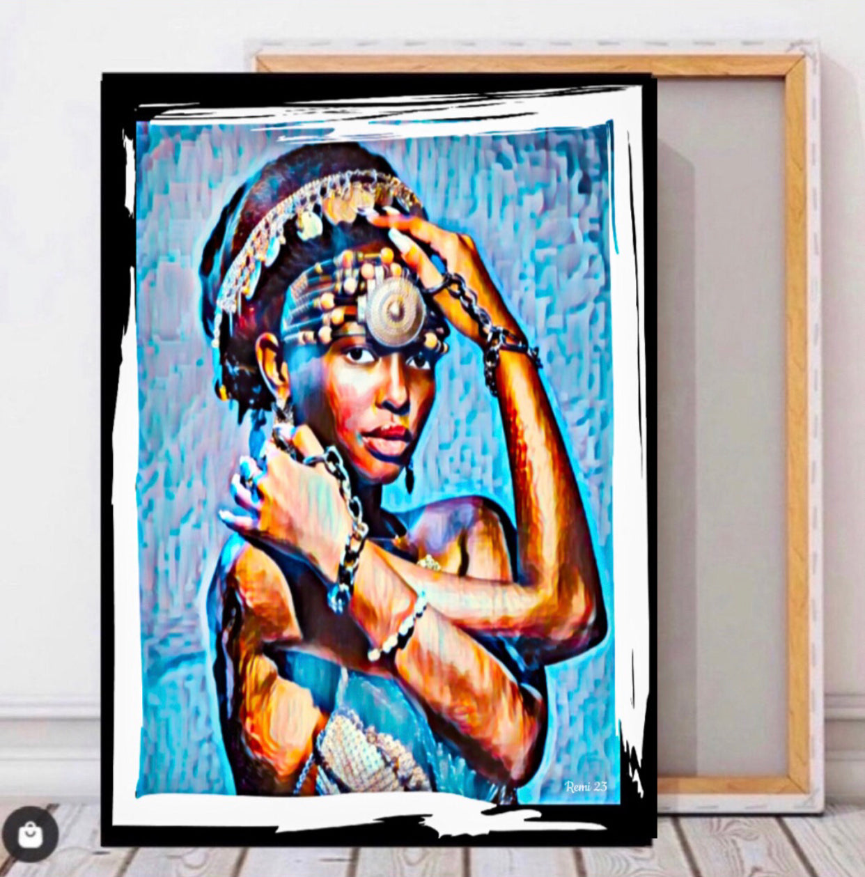 African women in traditional headdress canvas print wall hanging ready to display Size 50x60 cm