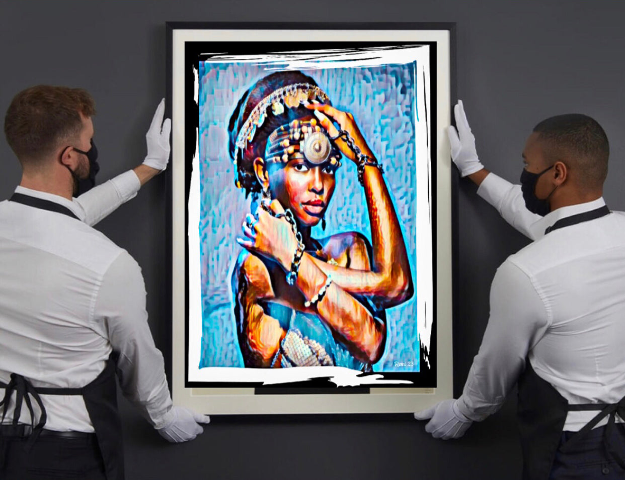 African women in traditional headdress canvas print wall hanging ready to display Size 50x60 cm