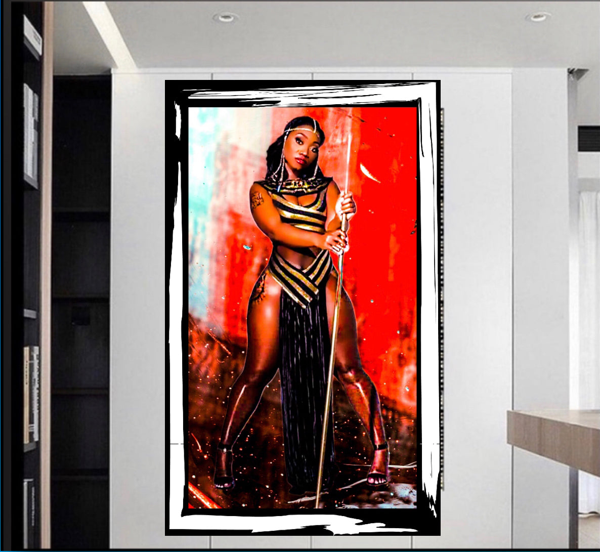 African Warrior Queen Canvas Print Wall Hanging Ready To Display Size 50x70cm