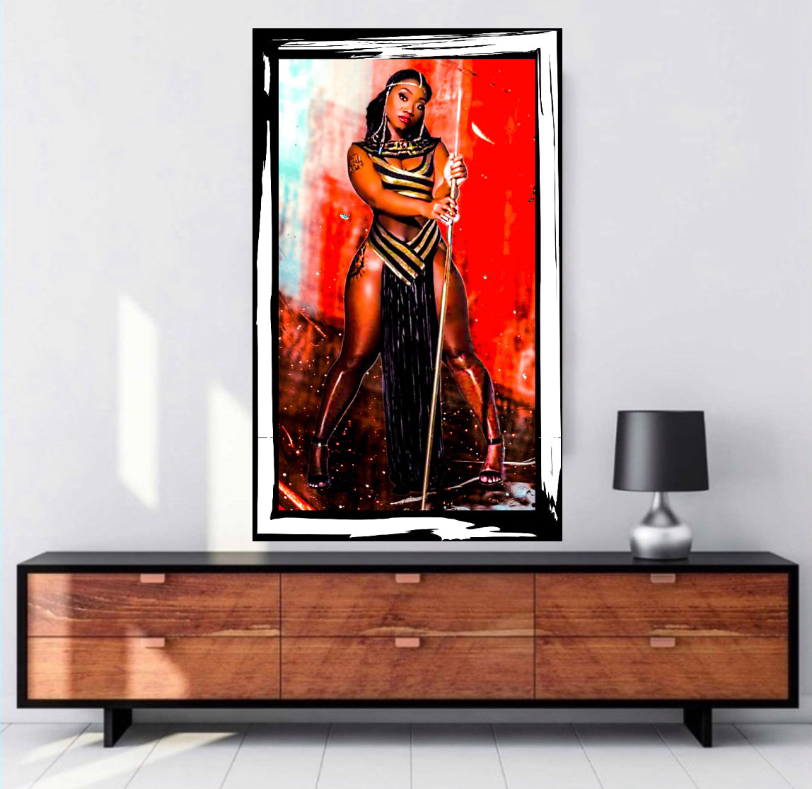 African Warrior Queen Canvas Print Wall Hanging Ready To Display Size 50x70cm