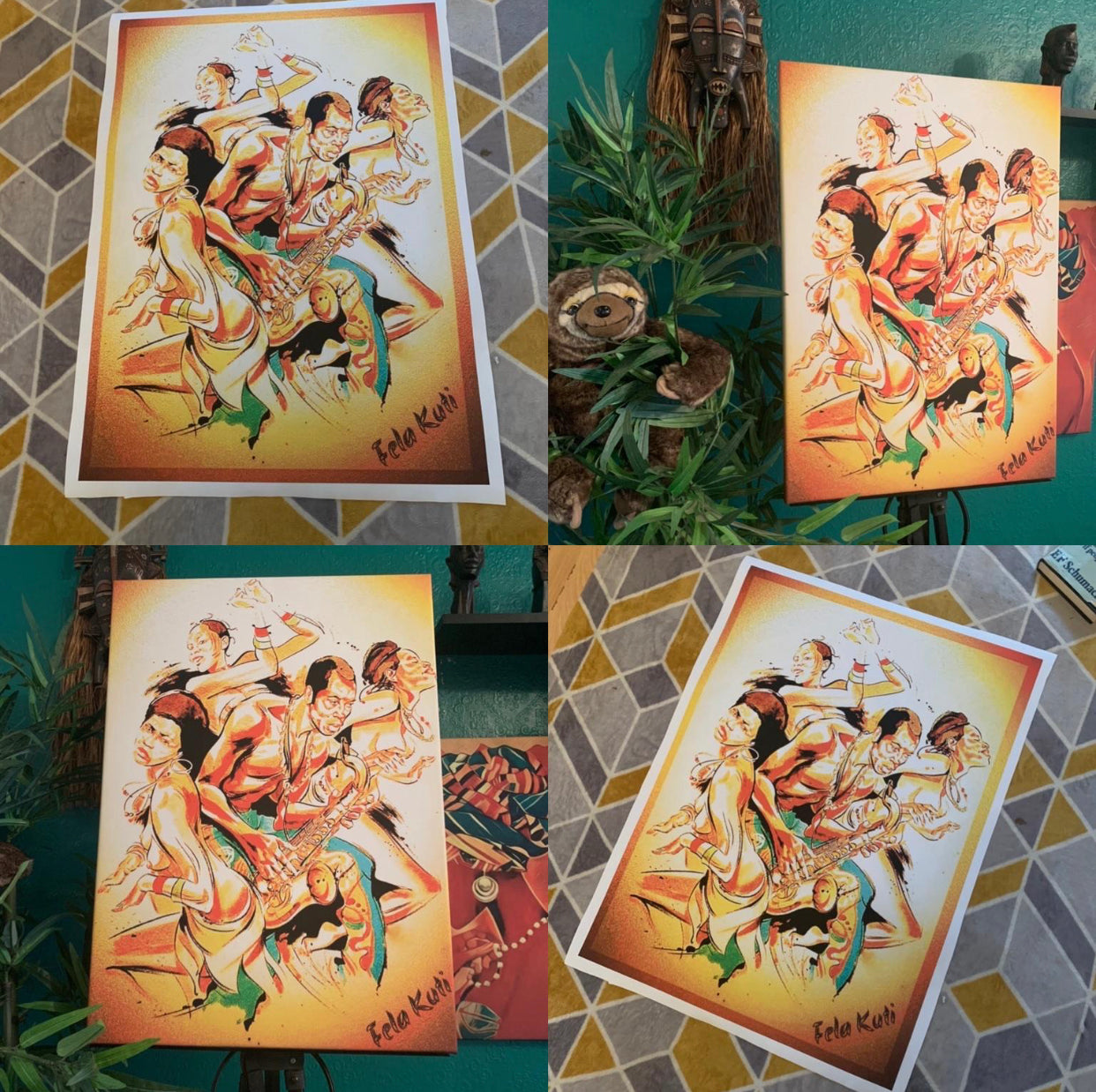 Fela Kuti Canvas Print Wall Hanging ready to display: Size 50x80cm