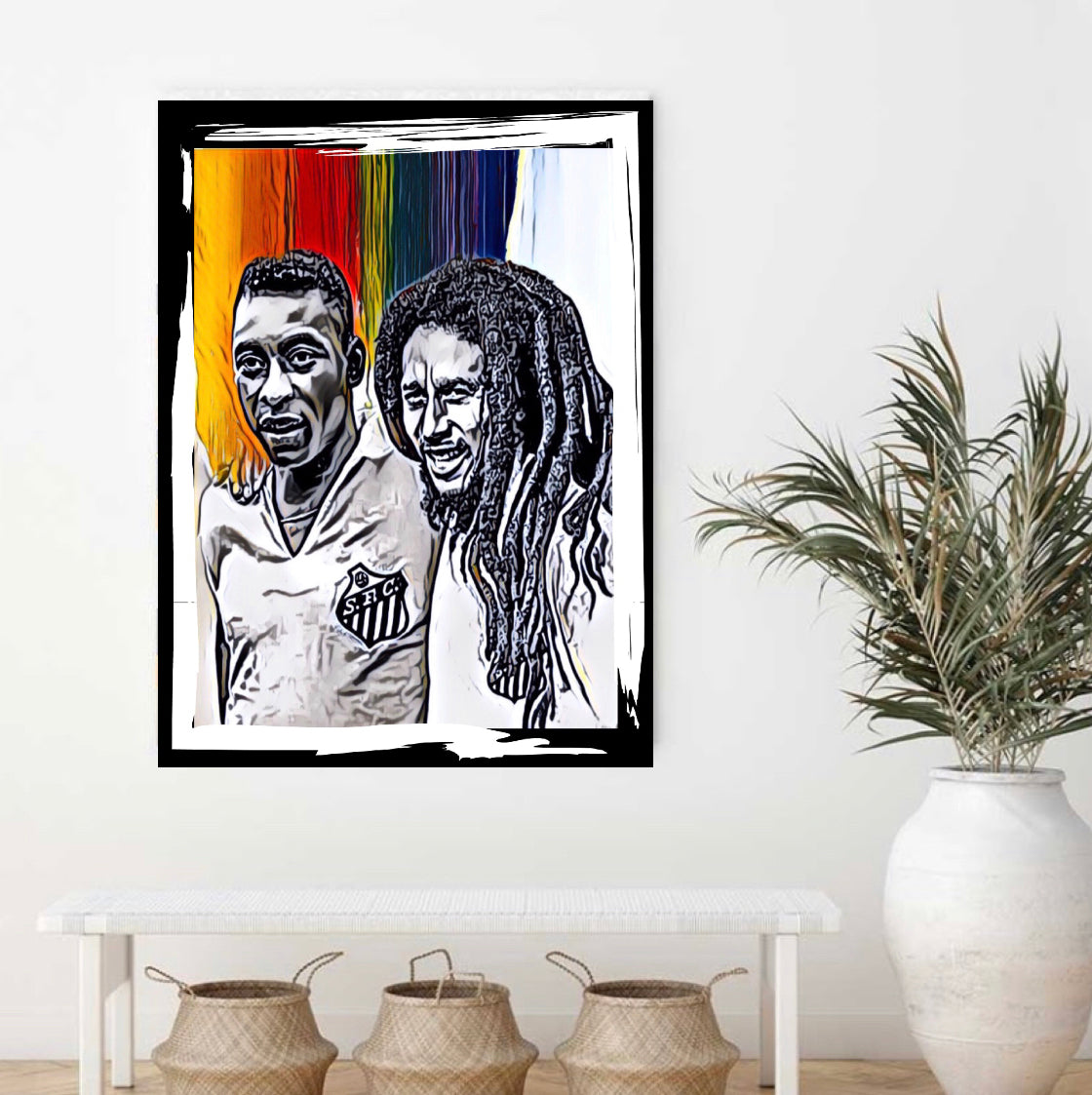 Pele&Bob Marley canvas print wall hanging :Size 50x60cm ~ Remi