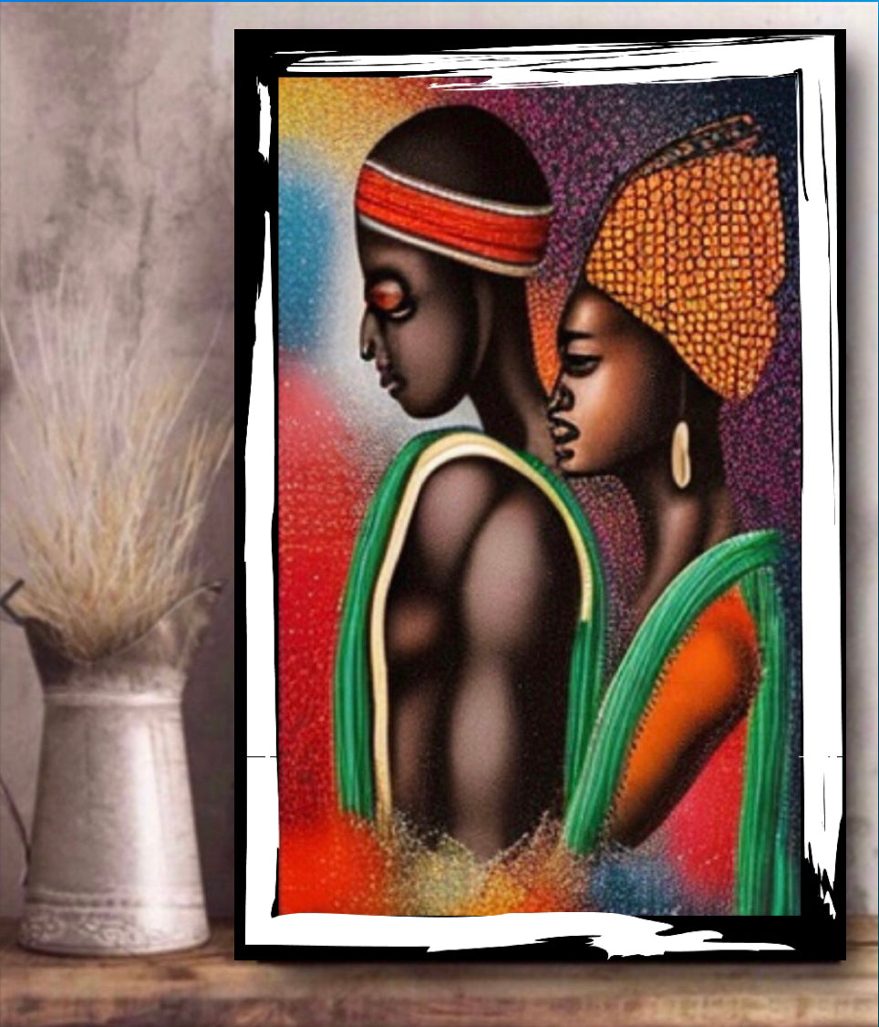 Afro Art Canvas Print Wall Hanging Ready to display original design by Remi Okuleye