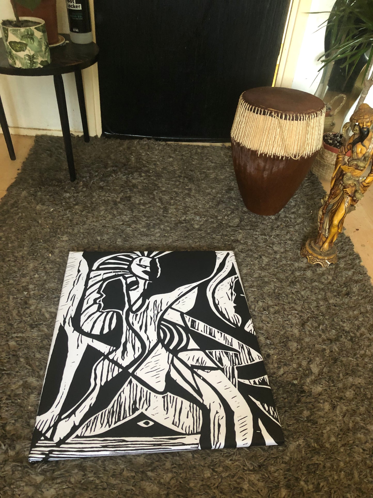 African art canvas print wall hanging ready to display (OGUN DANCE): Size 50x60 cm~by Remi Okuleye