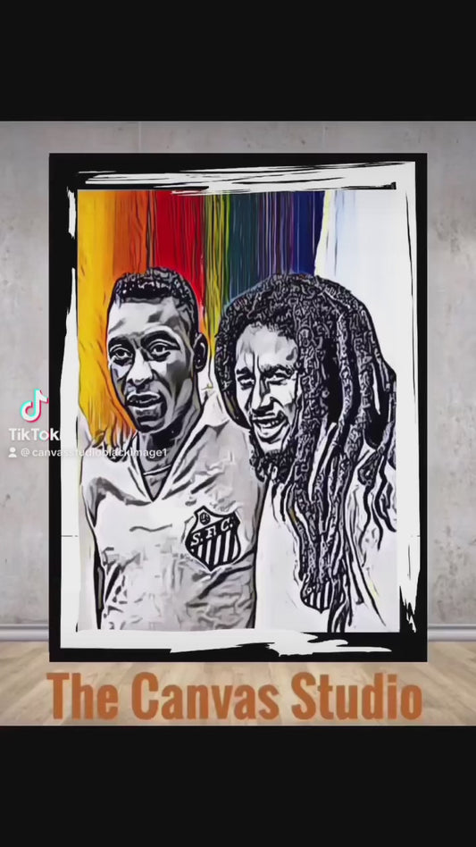 Pele&Bob Marley canvas print wall hanging :Size 50x60cm ~ Remi