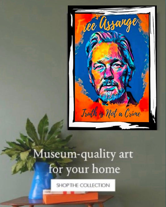 Julian Assange Art Canvas print  wall decor limited addition ready to display size 50x60 cm