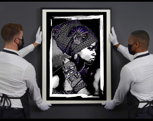 African Women in headdress canvas print wall hanging produced by Remi