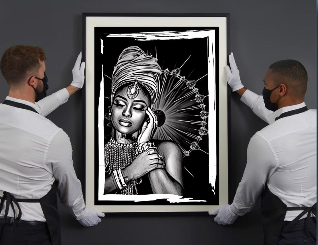 African women in headdress canvas print wall hanging comes ready to display size 50x80cm