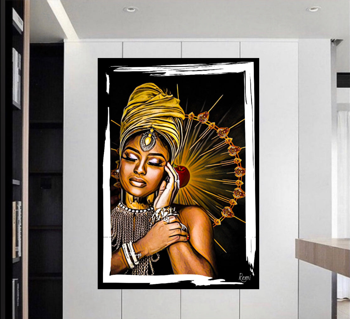 African women in headdress canvas print wall hanging comes ready to display size 50x80cm