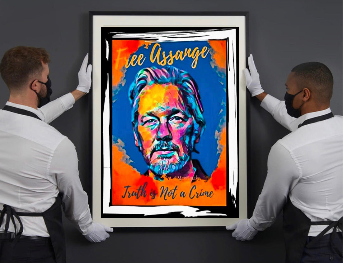 Julian Assange Art Canvas print  wall decor limited addition ready to display size 50x60 cm