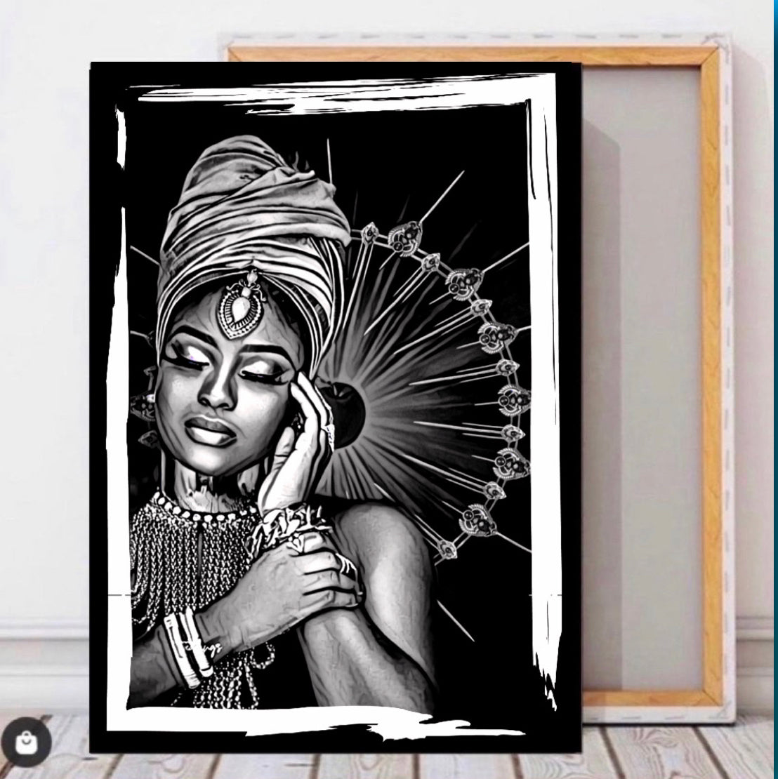 African women in headdress canvas print wall hanging comes ready to display size 50x80cm