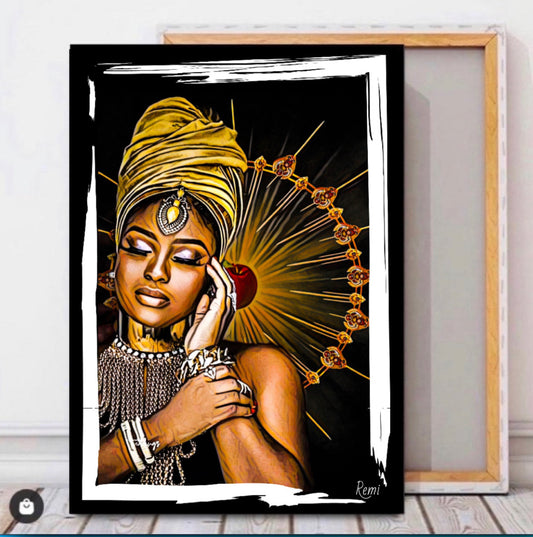 African women in headdress canvas print wall hanging comes ready to display size 50x80cm