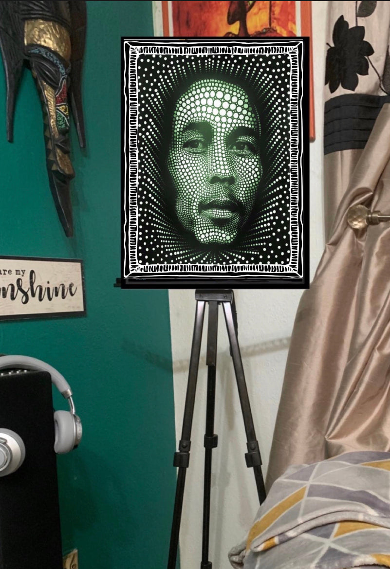 Bob Marley circles canvas print wall hanging ready to display Size 50x60 cm