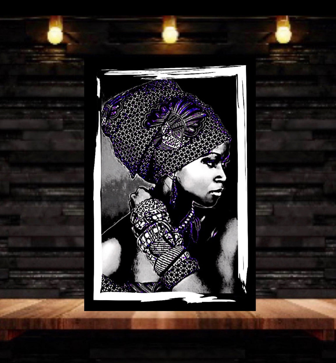 African Women in headdress canvas print wall hanging produced by Remi