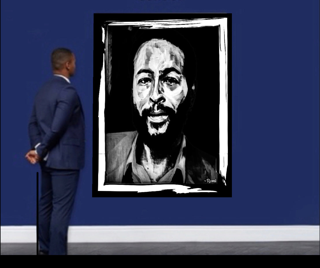 Limited Addition Black&White Marvin Gaye Canvas Print Wall Hanging ready to display Size 50x60cm