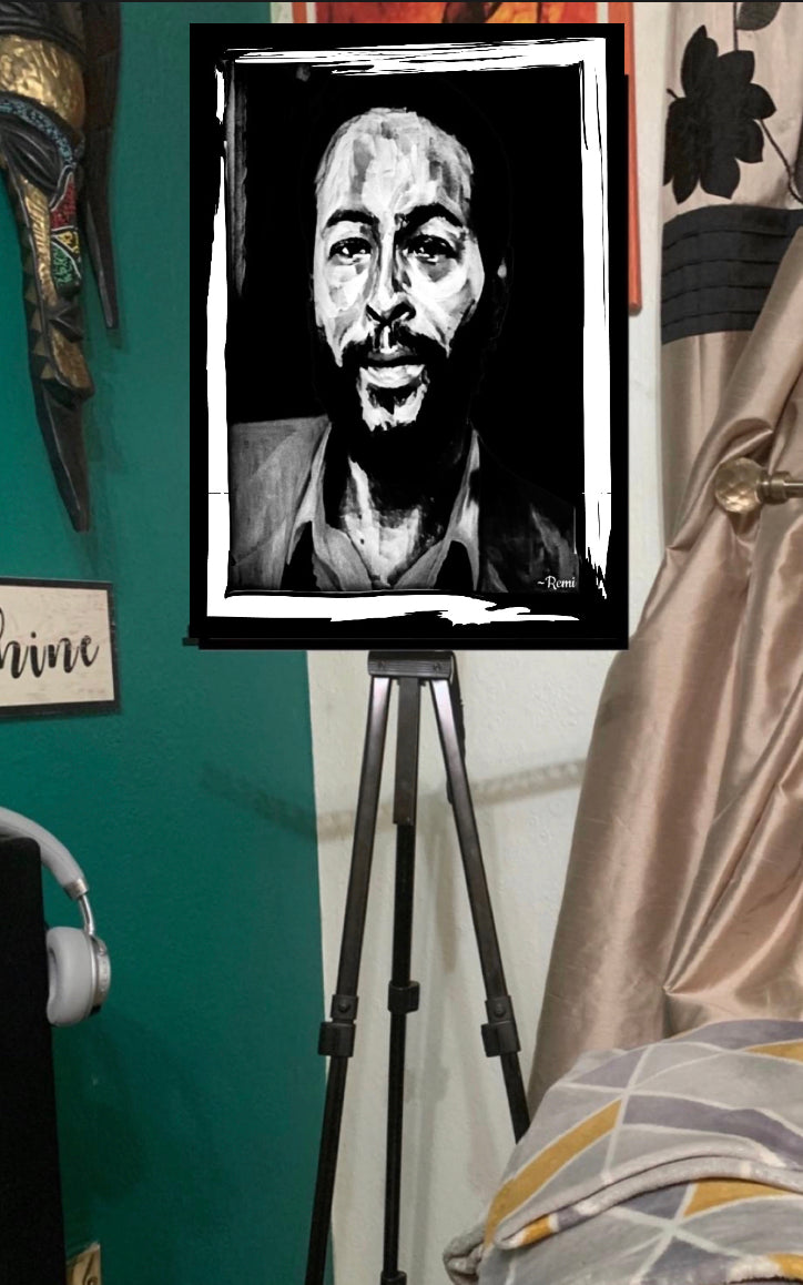 Limited Addition Black&White Marvin Gaye Canvas Print Wall Hanging ready to display Size 50x60cm