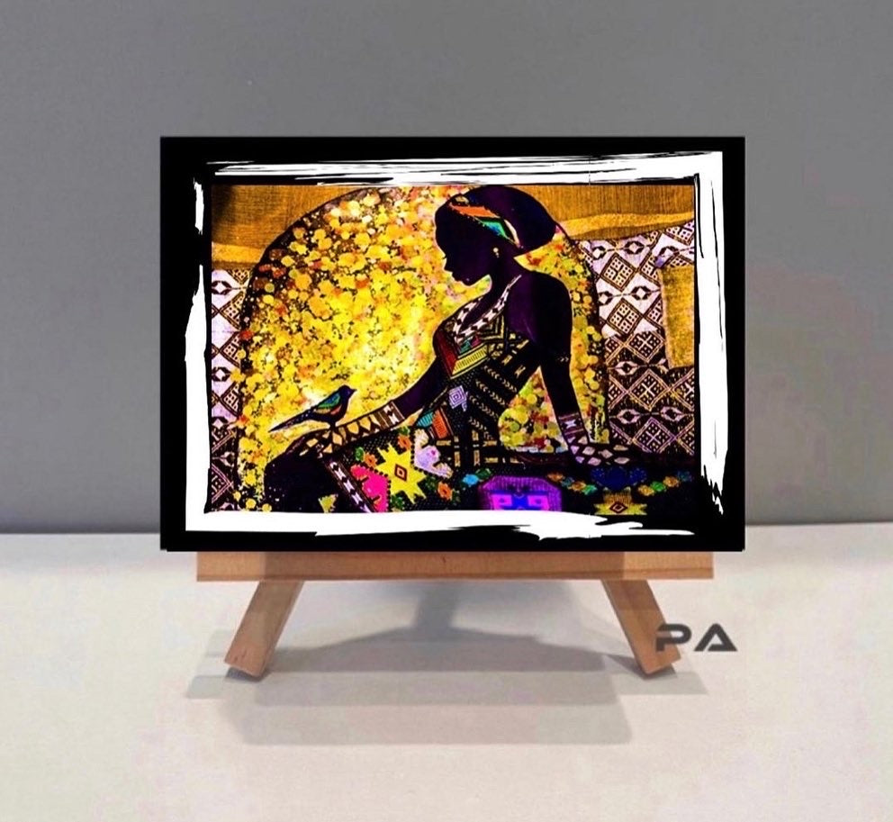 African Women in headdress canvas print wall hanging ready to display Size 50x60cm