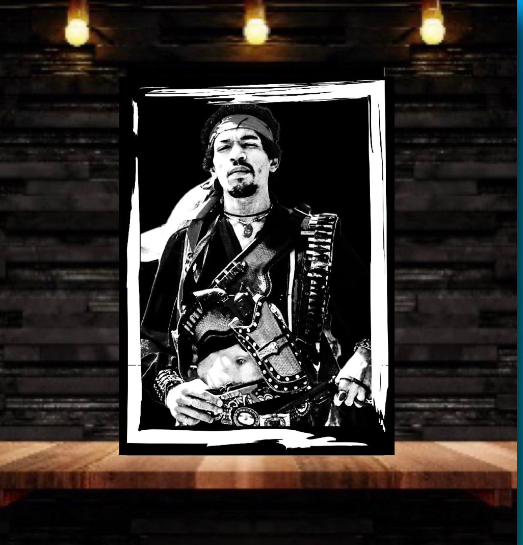 An amazing black and white Jim Hendrix Canvas Print Wall Hanging comes ready to display Size 50x80 cm~Remi