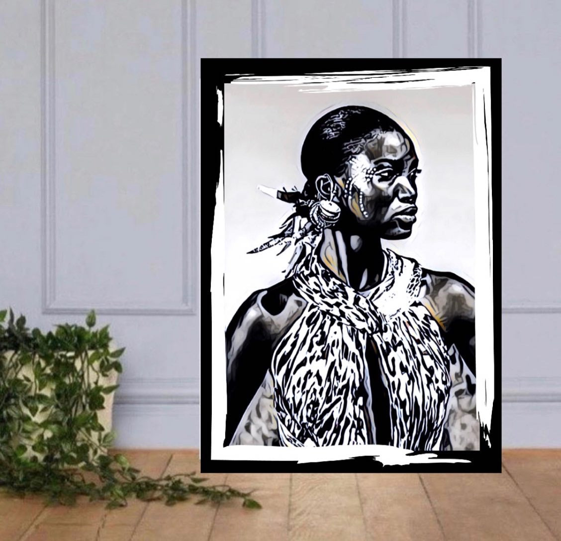 African photo art canvas print wall hanging ready to display Size 50x60cm