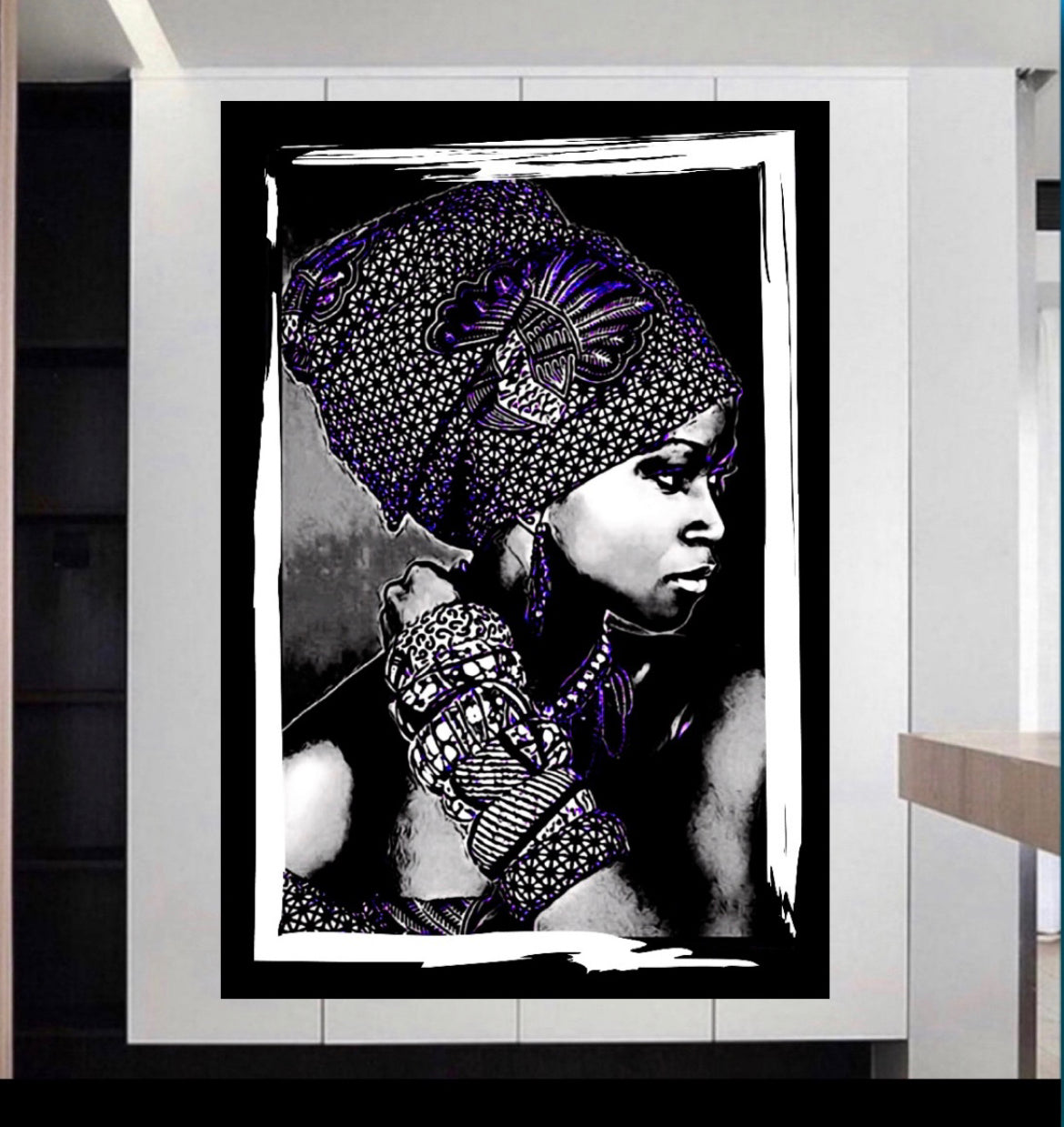 African Women in headdress canvas print wall hanging produced by Remi