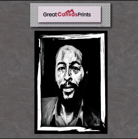 Limited Addition Black&White Marvin Gaye Canvas Print Wall Hanging ready to display Size 50x60cm