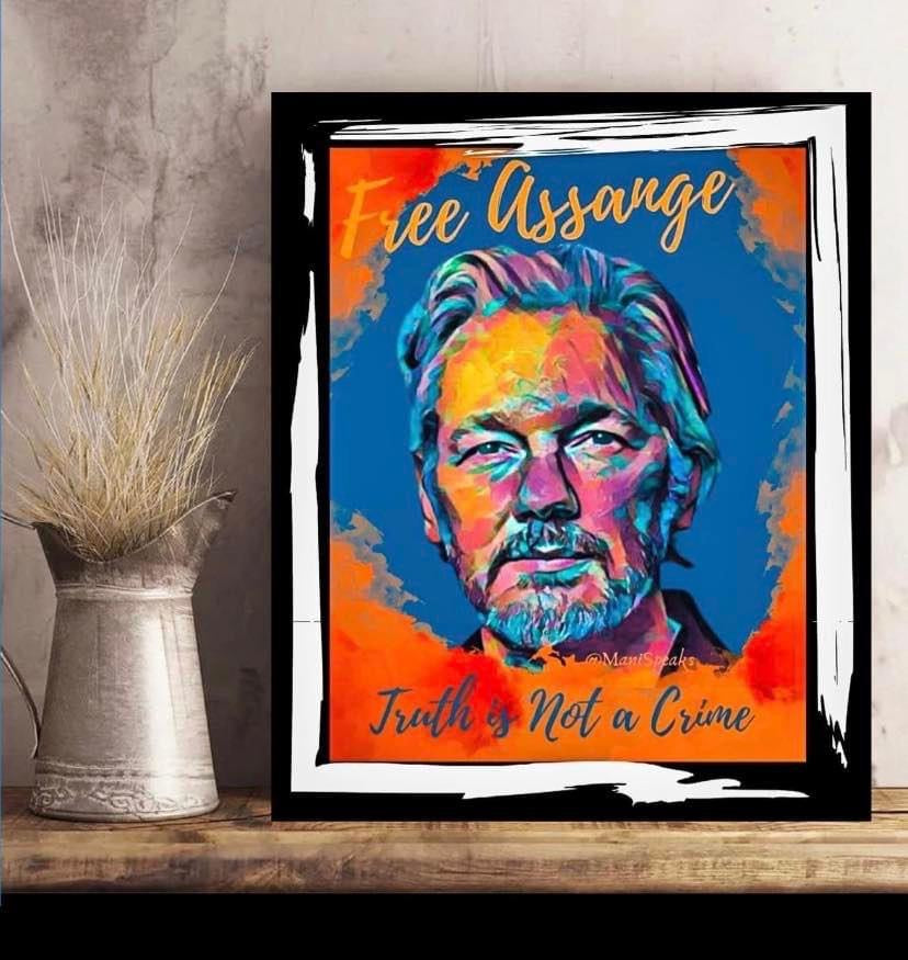 Julian Assange Art Canvas print  wall decor limited addition ready to display size 50x60 cm