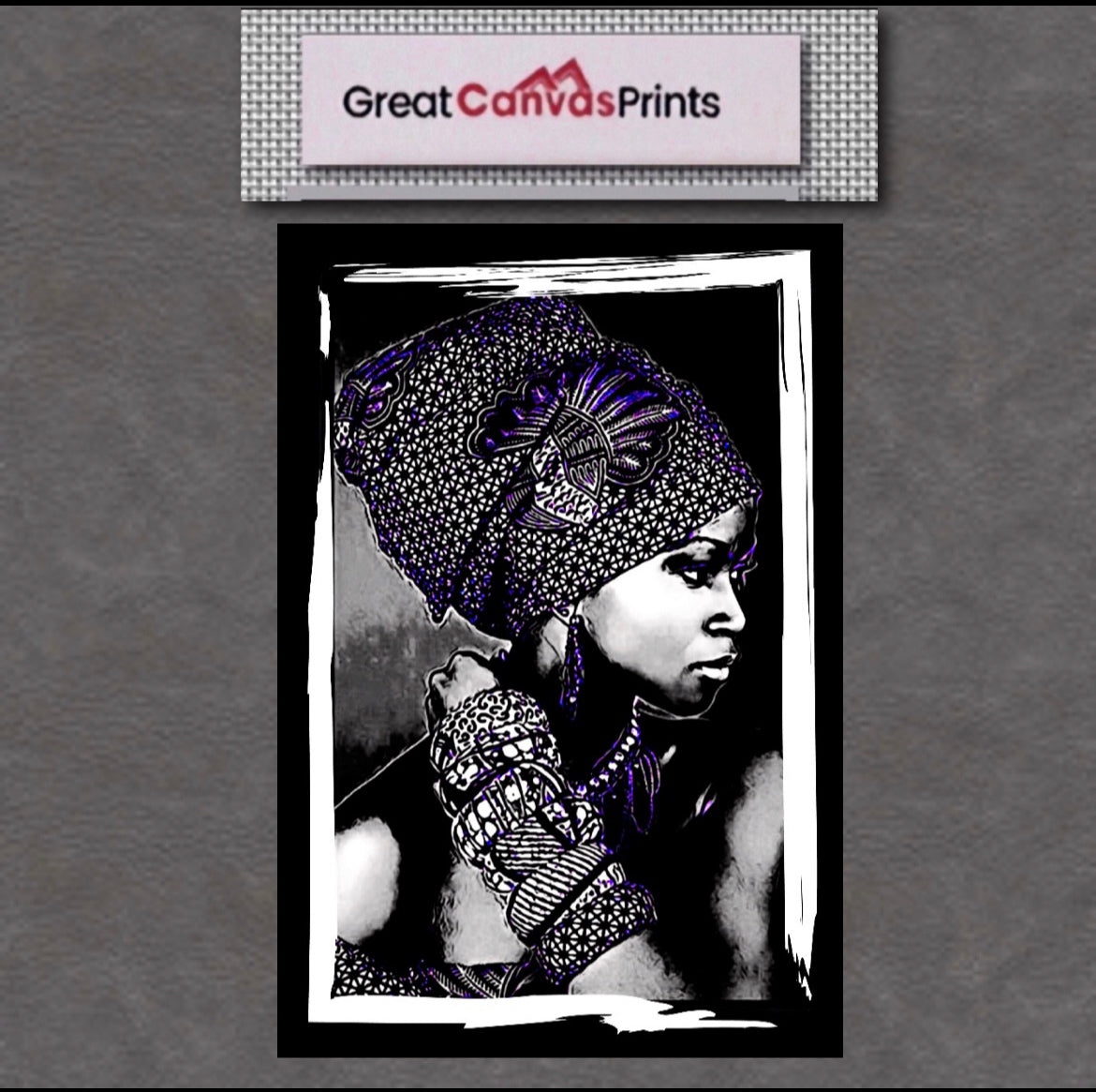 African Women in headdress canvas print wall hanging produced by Remi