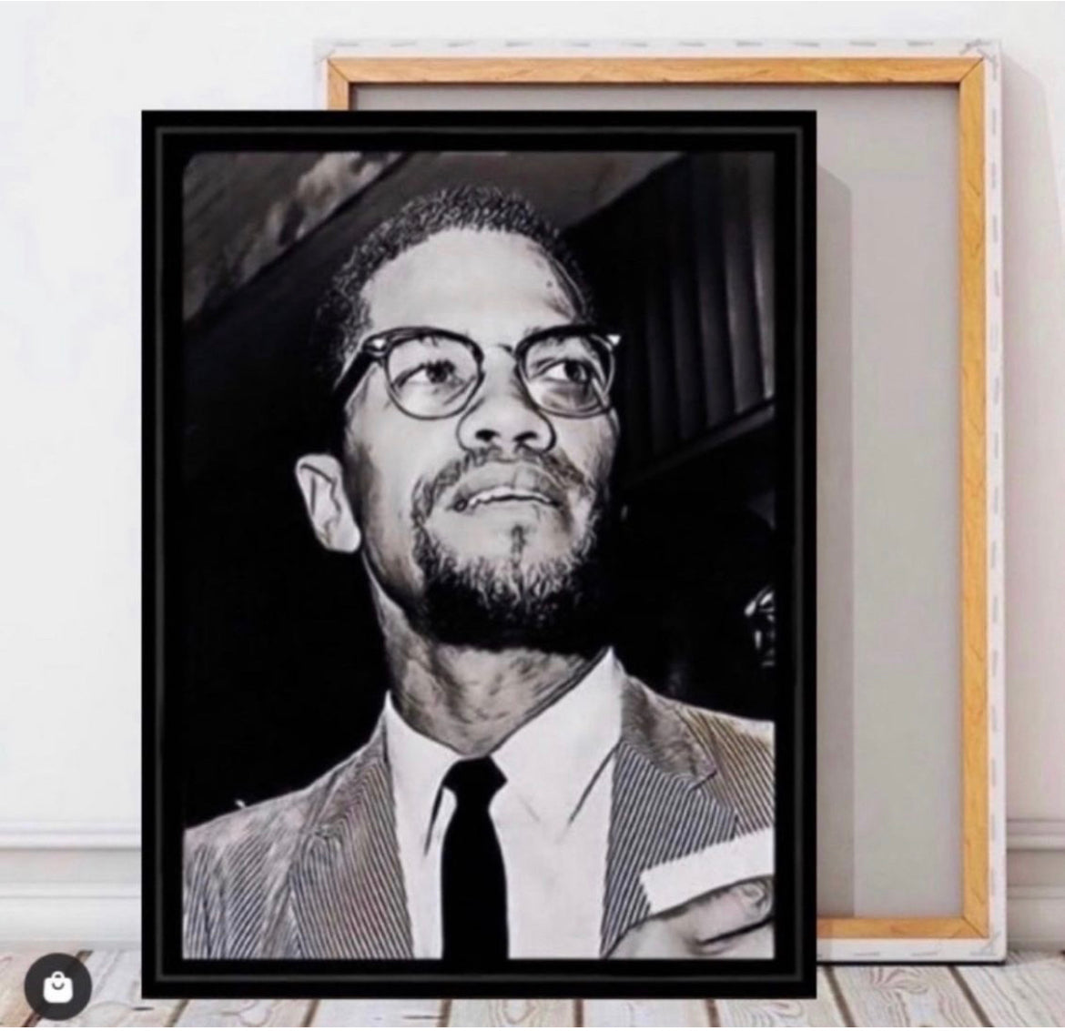 An amazing Malcolm X Portrait Canvas Print 50x60 cm ready to display ~Remi