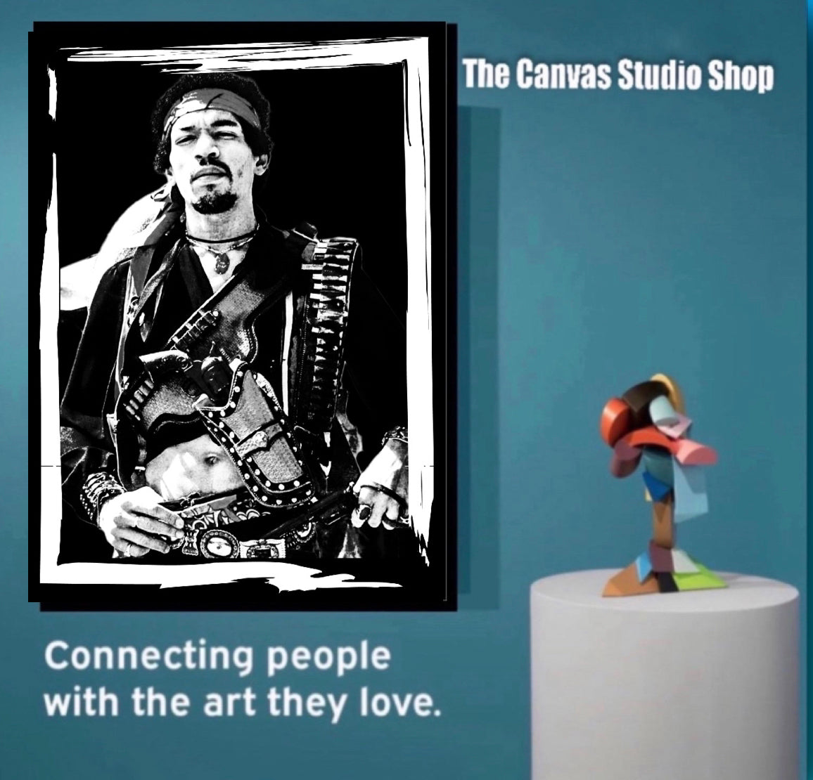 An amazing black and white Jim Hendrix Canvas Print Wall Hanging comes ready to display Size 50x80 cm~Remi