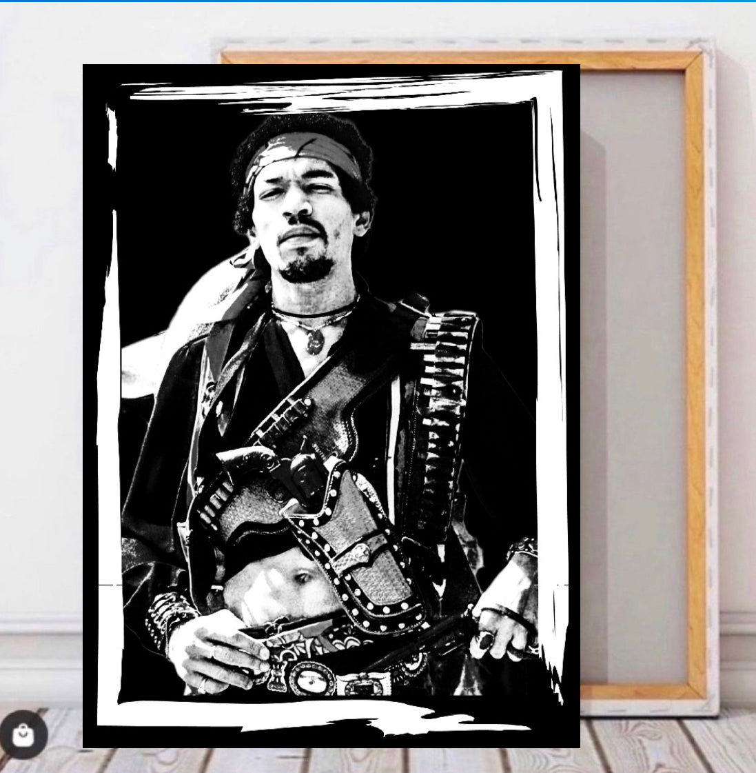 An amazing black and white Jim Hendrix Canvas Print Wall Hanging comes ready to display Size 50x80 cm~Remi