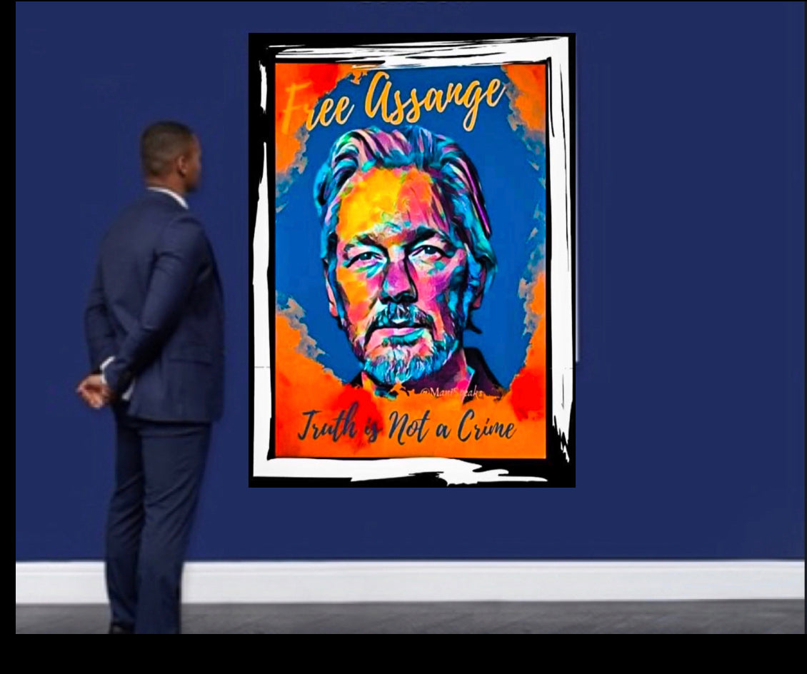 Julian Assange Art Canvas print  wall decor limited addition ready to display size 50x60 cm