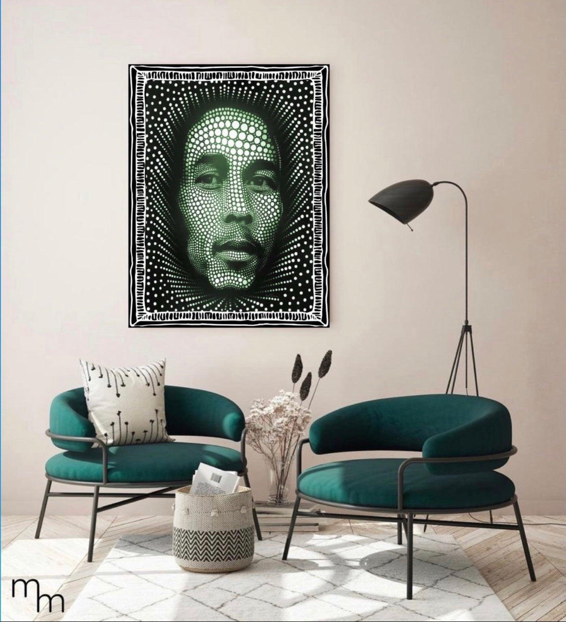 Bob Marley circles canvas print wall hanging ready to display Size 50x60 cm