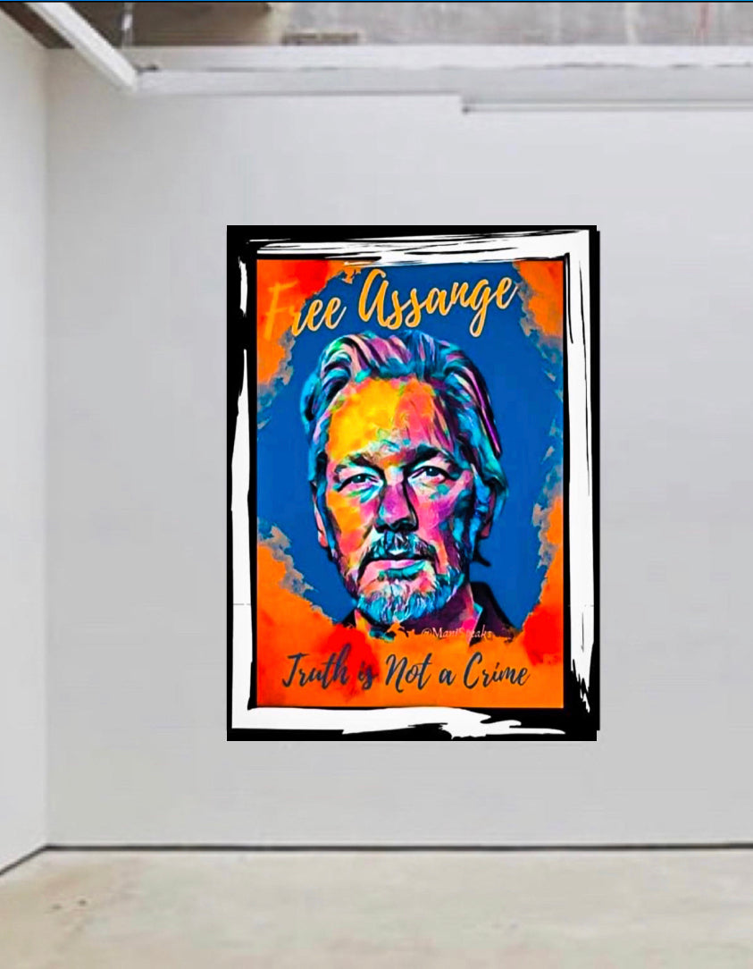 Julian Assange Art Canvas print  wall decor limited addition ready to display size 50x60 cm