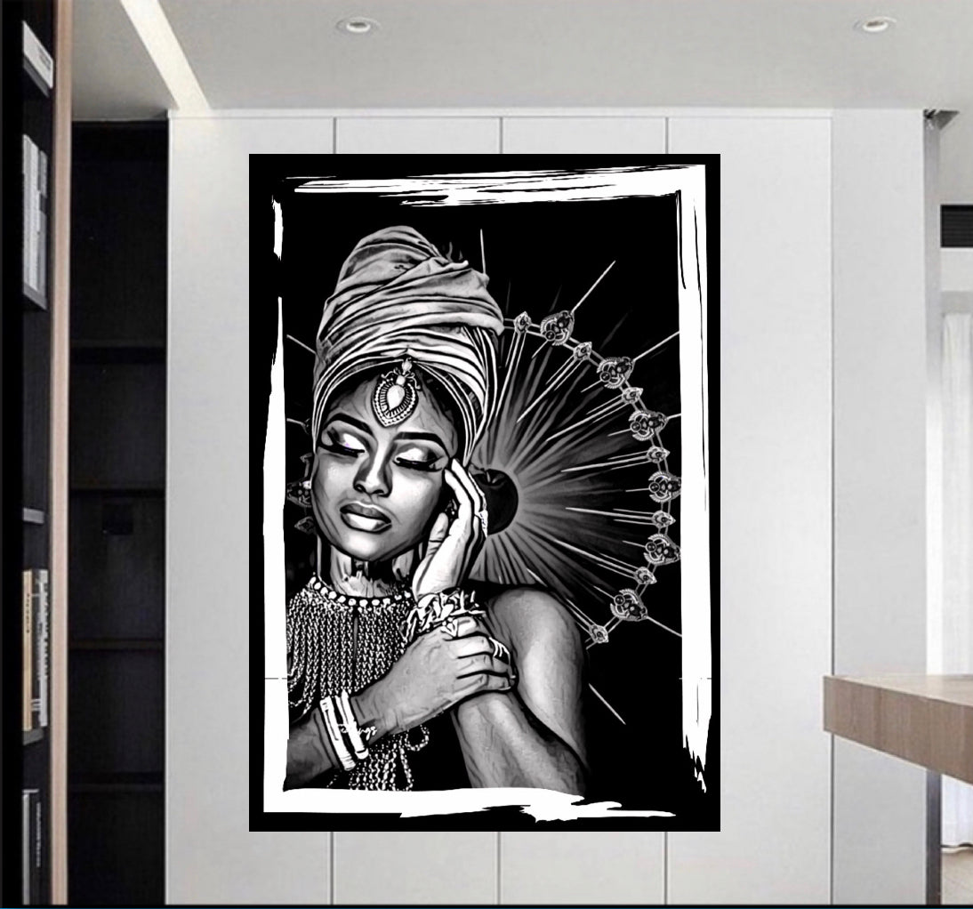 African women in headdress canvas print wall hanging comes ready to display size 50x80cm